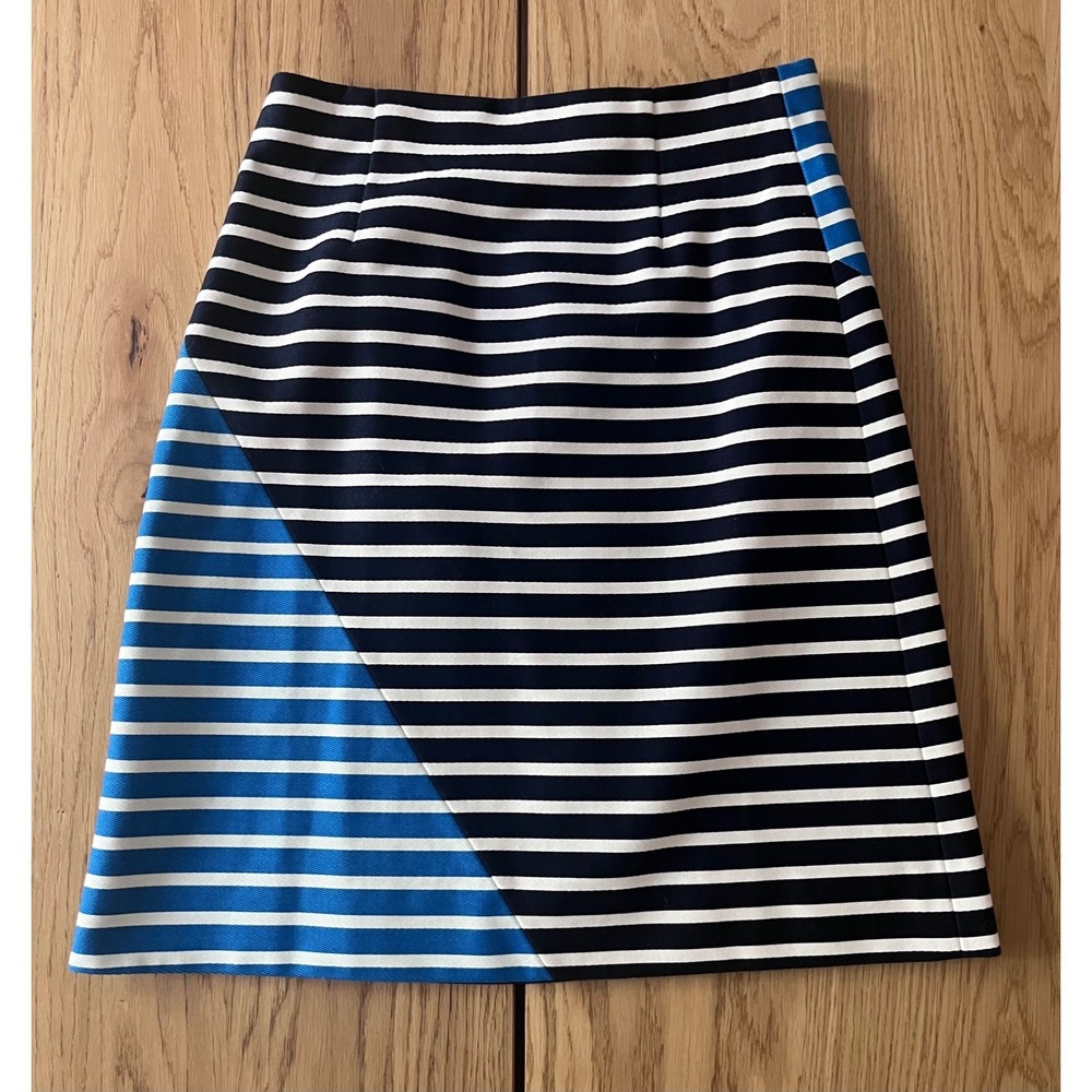 J.Crew Striped A-Line Skirt Womens 4P‎ Blue Navy Nautical Preppy Style